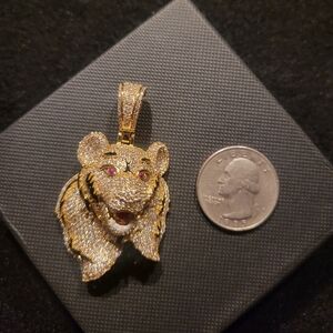 14k gold fill over brass Bear pendant.